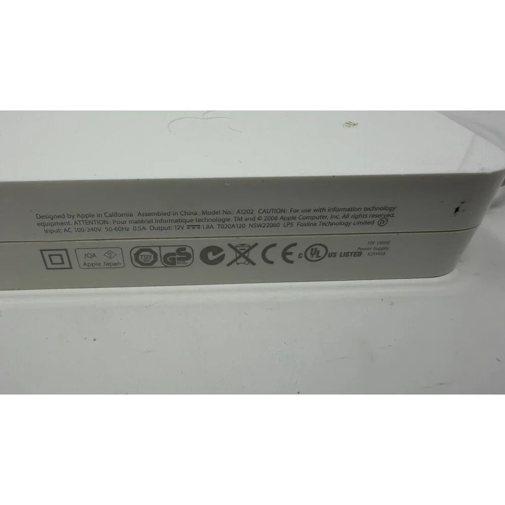 Apple Model A1202 Power Supply Input AC 100 -240V 50-60Hz 0.5A Output 12.V==1.8A